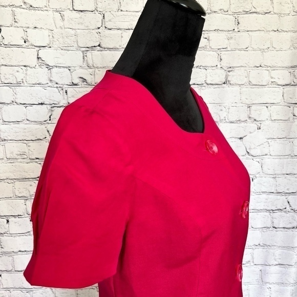 East 5th Hot Pink linen rayon button down lined light jacket blouse. Size SP EUC - Picture 5 of 10